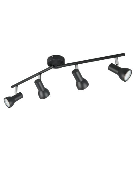Regleta Techo 4 Focos Sencilla CANTAR Negro | LeonLeds