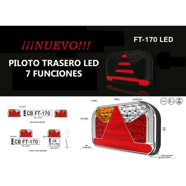 Piloto Trasero Fristom LED 7 Funciones Triangulo 12/24V  Fristom FT170 Camión Remolque Agrícola| LeonLeds Iluminación