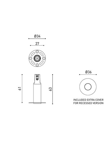 Conector embutido MAGNETIC 24V, preto e branco