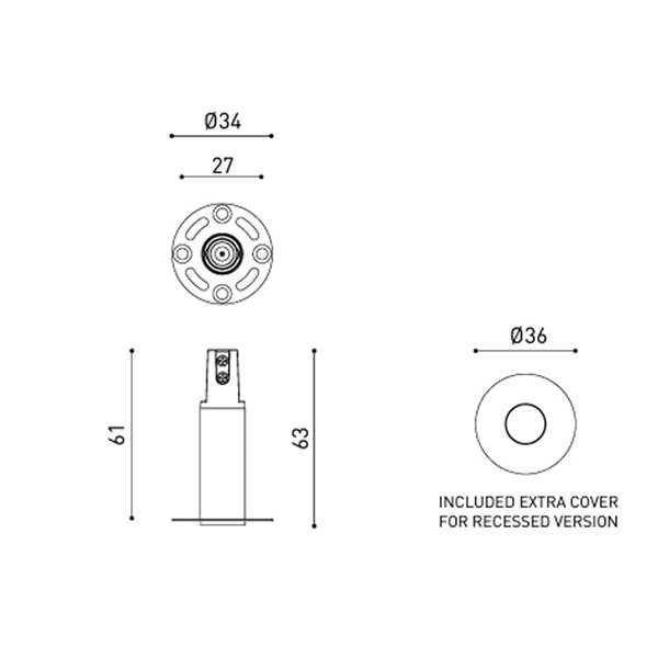 Conector empotrable de MAGNETIC 24V, blanco y negro