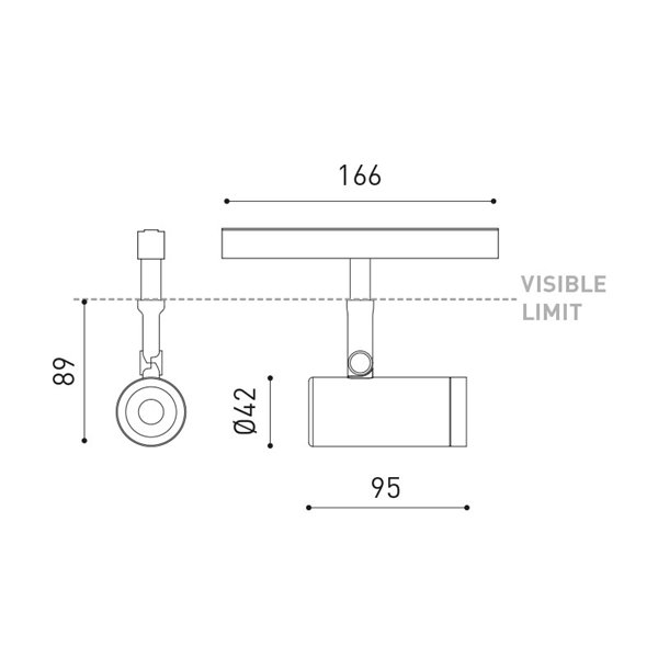 Foco LED de carril 34º COCO 48V MEDIUM, 8,7W 1200Lm DIM DALI/DIM ON BOARD, 2700K3000K/4000K