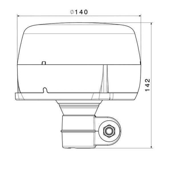 Dimensiones Rotativo LED Flexible Luz Rotable Ambar con Soporte DIN14620B 9V-32V Atlas Beacon Flexible Original Claas 212420