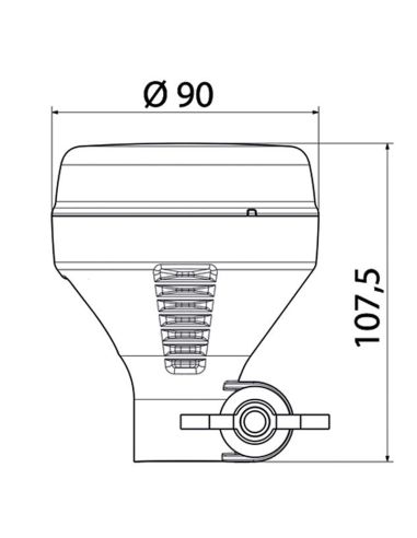 Medidas 💡 Rotativo LED Mini ATLASSINO – Compacto y Económico con Fijación DIN y Luz Flash Ámbar DIN 14620 10-30 VDC