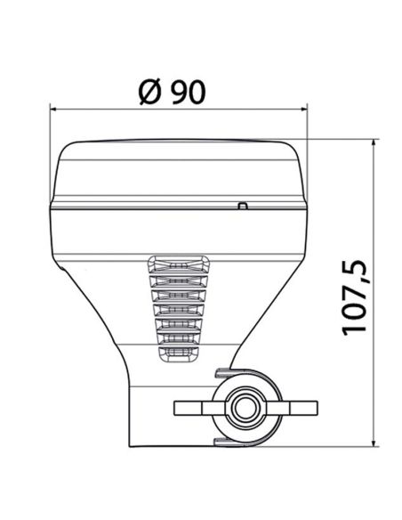 Medidas 💡 Rotativo LED Mini ATLASSINO – Compacto y Económico con Fijación DIN y Luz Flash Ámbar DIN 14620 10-30 VDC