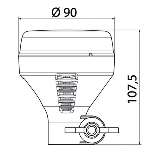 Medidas 💡 Rotativo LED Mini ATLASSINO – Compacto y Económico con Fijación DIN y Luz Flash Ámbar DIN 14620 10-30 VDC