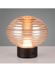 Lampe de table LED EARL en cristal ambre rechargeable par USB 3000K | LéonLeds 2