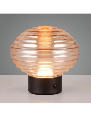 Candeeiro de mesa Vidro LED Amber Crystal USB recarregável 3000K | LeonLeds