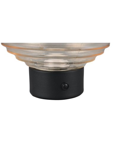 Lampe de table LED EARL en cristal ambre rechargeable par USB 3000K | LéonLeds