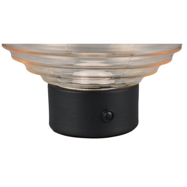 Lampe de table LED EARL en cristal ambre rechargeable par USB 3000K | LéonLeds