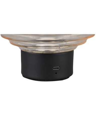Candeeiro de mesa Vidro LED Amber Crystal USB recarregável 3000K | LeonLeds