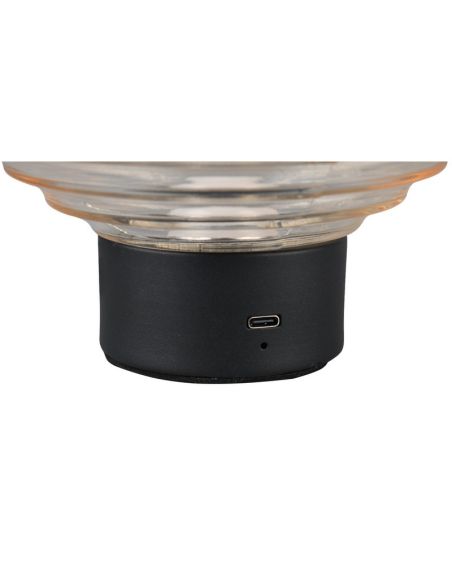 Candeeiro de mesa Vidro LED Amber Crystal USB recarregável 3000K | LeonLeds