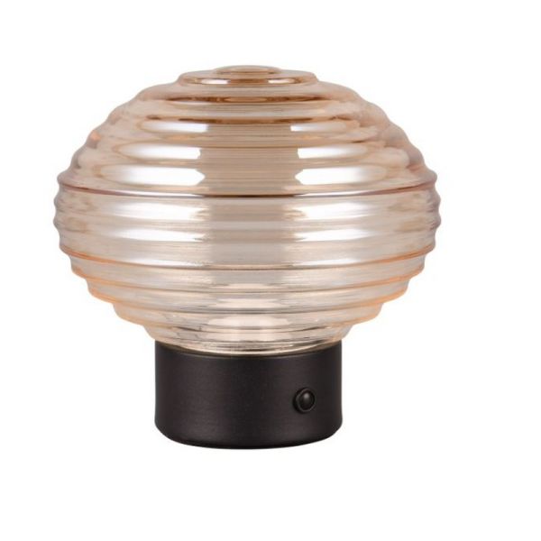 Candeeiro de mesa Vidro LED Amber Crystal USB recarregável 3000K | LeonLeds