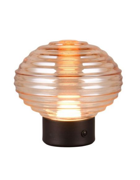 Candeeiro de mesa Vidro LED Amber Crystal USB recarregável 3000K | LeonLeds