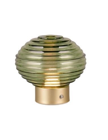 Lámpara Sobremesa LED Cristal Verde EARL Recargable USB 3000K | LeonLeds