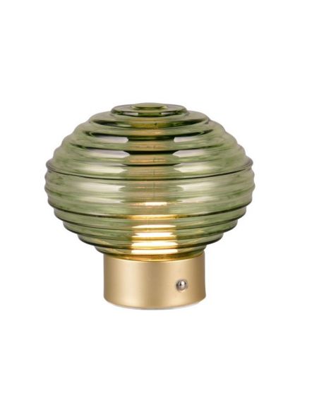 Lámpara Sobremesa LED Cristal Verde EARL Recargable USB 3000K | LeonLeds