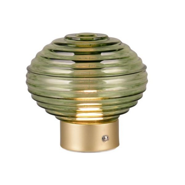 Lámpara Sobremesa LED Cristal Verde EARL Recargable USB 3000K | LeonLeds