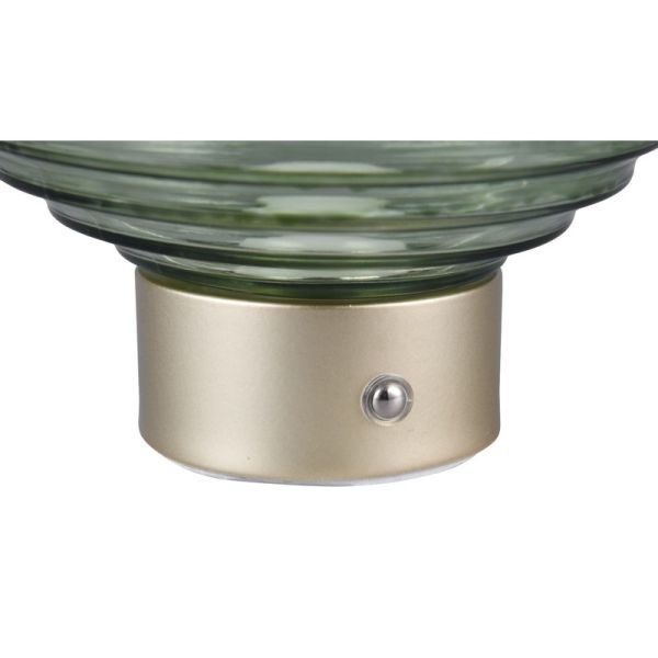 Lámpara Sobremesa LED Cristal Verde EARL Recargable USB 3000K | LeonLeds