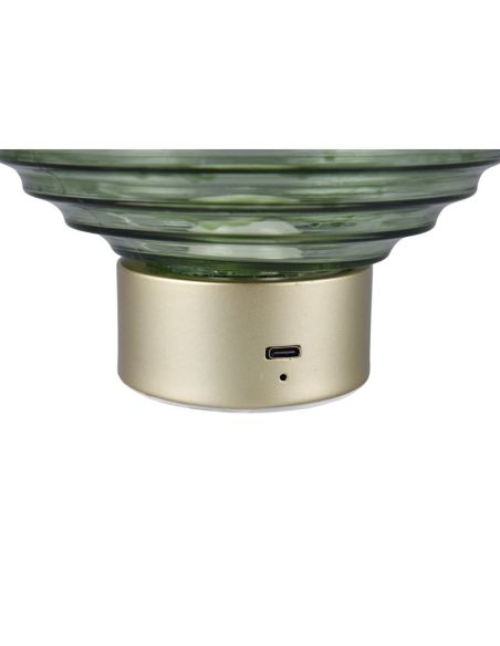 Lámpara Sobremesa LED Cristal Verde EARL Recargable USB 3000K | LeonLeds