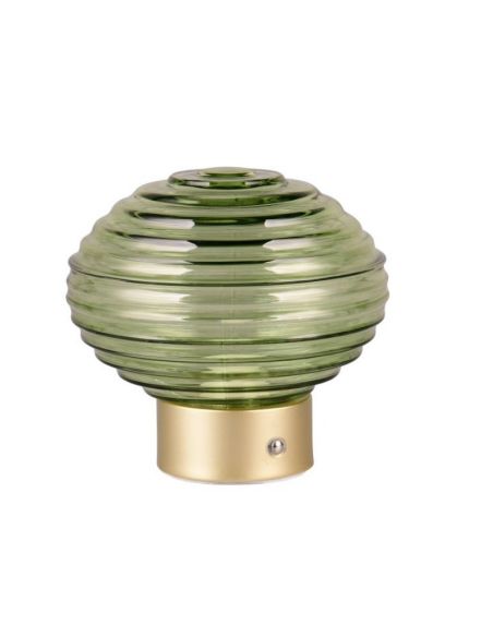 Lámpara Sobremesa LED Cristal Verde EARL Recargable USB 3000K | LeonLeds