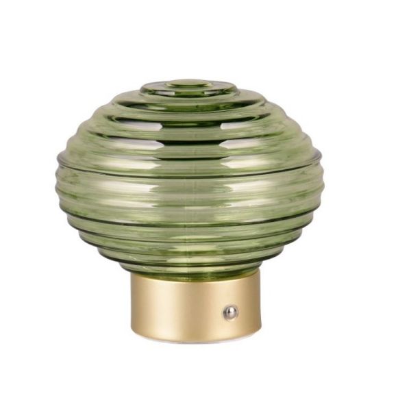 Lámpara Sobremesa LED Cristal Verde EARL Recargable USB 3000K | LeonLeds