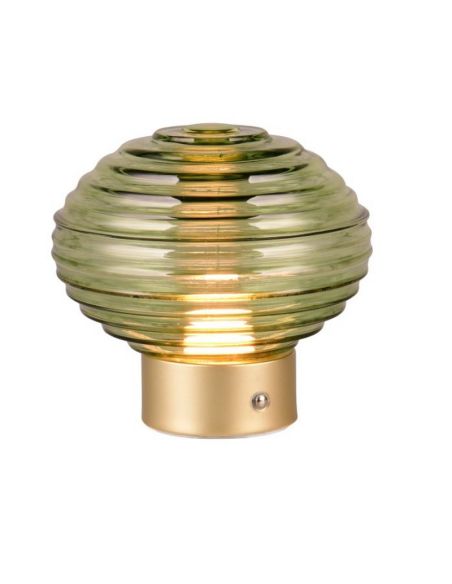 Lámpara Sobremesa LED Cristal Verde EARL Recargable USB 3000K | LeonLeds