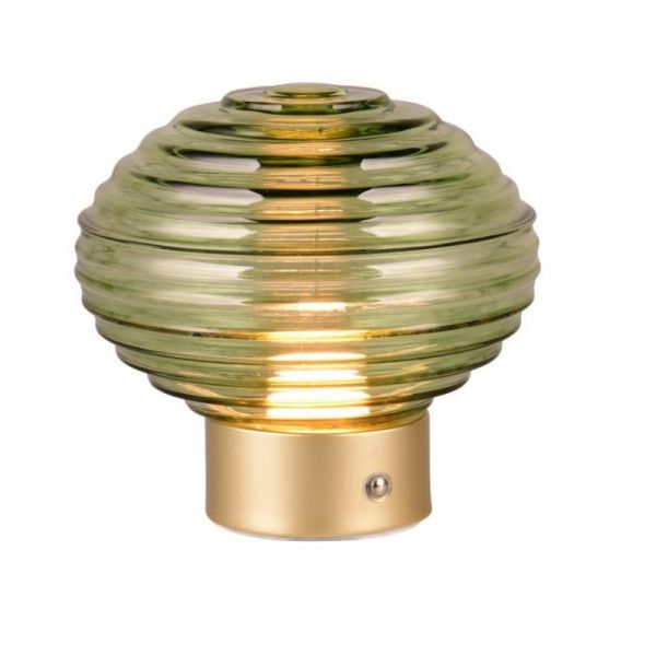 Lámpara Sobremesa LED Cristal Verde EARL Recargable USB 3000K | LeonLeds