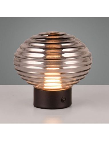 Lampe de Table LED en Verre Cannelé...