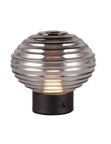 Lampe de Table LED en Verre Cannelé...