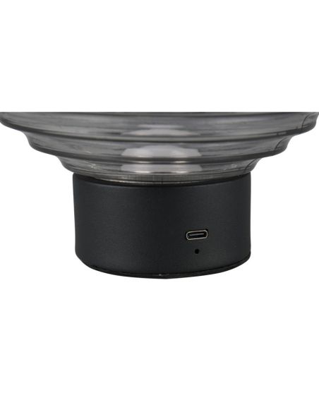 Lámpara Mesa LED Cristal Ahumado EARL Recargable USB 3000K | LeonLeds