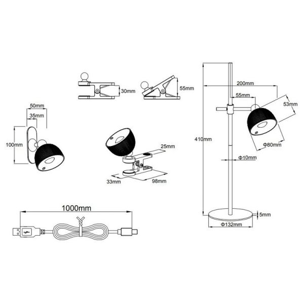Lámpara Sobremesa LED Recargable MAXIMA Altura Ajustable 3000K | LeonLeds
