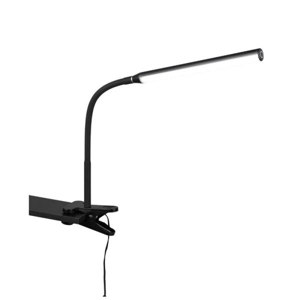 Flexo LED con Pinza NEVADA Negro Regulable y Táctil 600lm | LeonLeds
