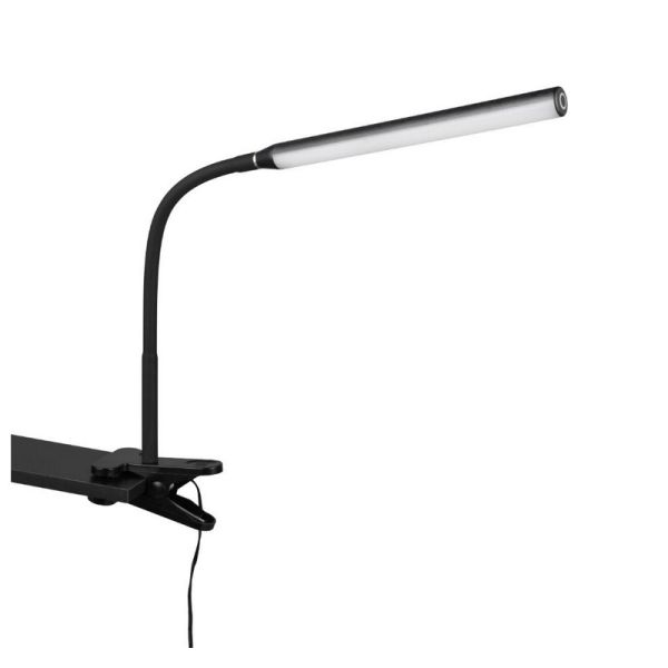 Flexo LED con Pinza NEVADA Negro Regulable y Táctil 600lm | LeonLeds