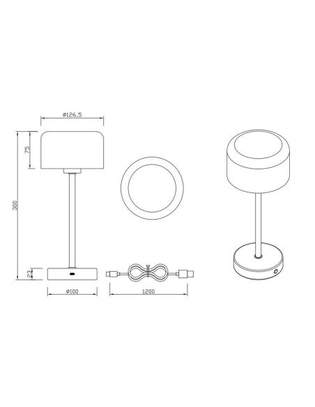Lampe de table LED JEFF rechargeable par USB 1,5 W 120 lm 3000 K | LeonLeds