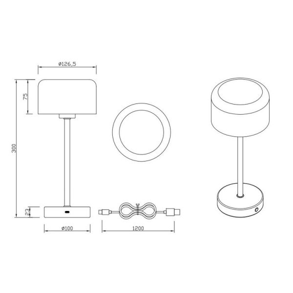 Lampe de table LED JEFF rechargeable par USB 1,5 W 120 lm 3000 K | LeonLeds