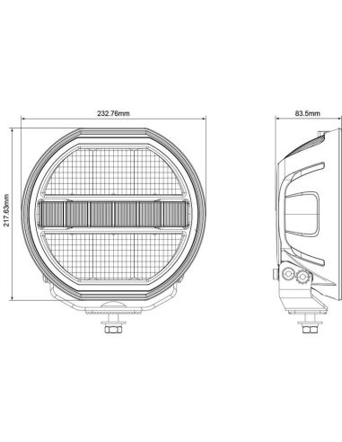 Medidas Luz de Conducción LED Auxiliar VIGNAL 9" 144W – Iluminación Potente Posición Blanca, Luz Ambar + Largo Alcance A y HR