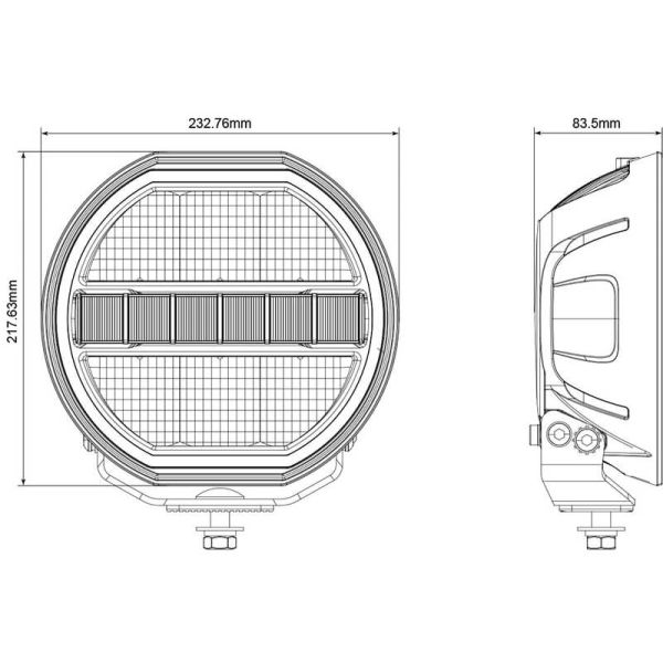 Medidas Luz de Conducción LED Auxiliar VIGNAL 9" 144W – Iluminación Potente Posición Blanca, Luz Ambar + Largo Alcance A y HR