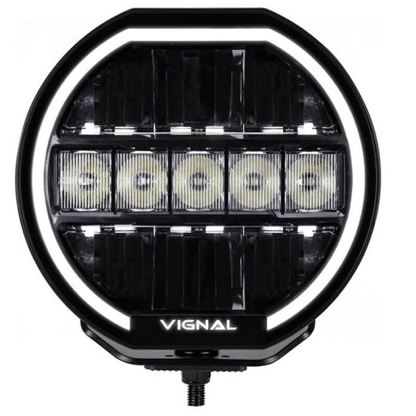 Feu de route auxiliaire à LED VIGNAL 9" 144 W – Éclairage de position blanc puissant, lumière orange + longue portée A et HR