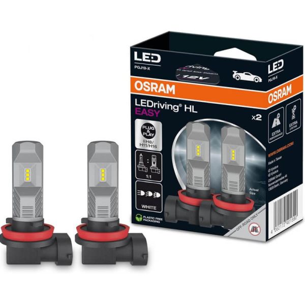 Bombillas LED LEDriving® HL EASY H8/H11/H16 Osram 64211DWESY-2HB PGJ19-1/2/3 12V 6000K Pack 2 Unds. 64211DWESY-2HB