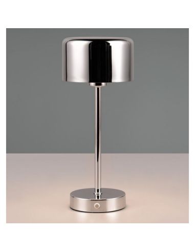 Candeeiro de mesa LED sem fios JEFF cromado recarregável USB-C 3000K | LeonLeds