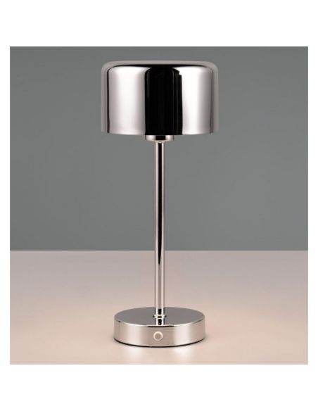 Candeeiro de mesa LED sem fios JEFF cromado recarregável USB-C 3000K | LeonLeds