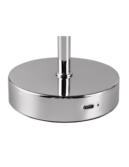 Candeeiro de mesa LED sem fios JEFF cromado recarregável USB-C 3000K | LeonLeds