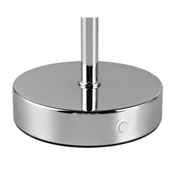 Candeeiro de mesa LED sem fios JEFF cromado recarregável USB-C 3000K | LeonLeds