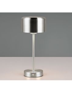 Lampe de table LED JEFF en nickel rechargeable USB-C 3000K | LéonLeds 2