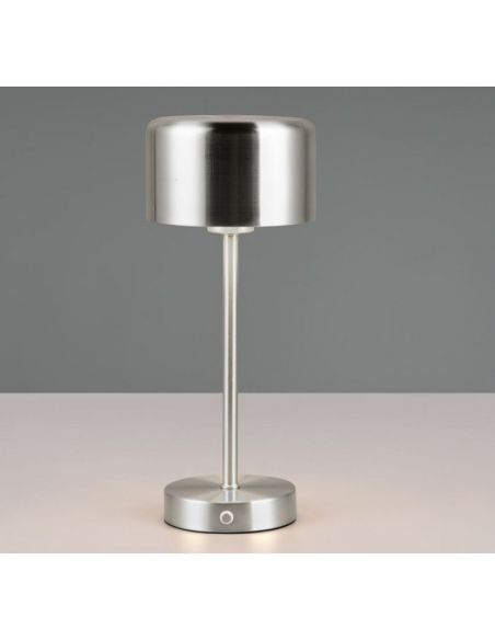 Candeeiro de mesa LED JEFF níquel recarregável USB-C 3000K | LeonLeds