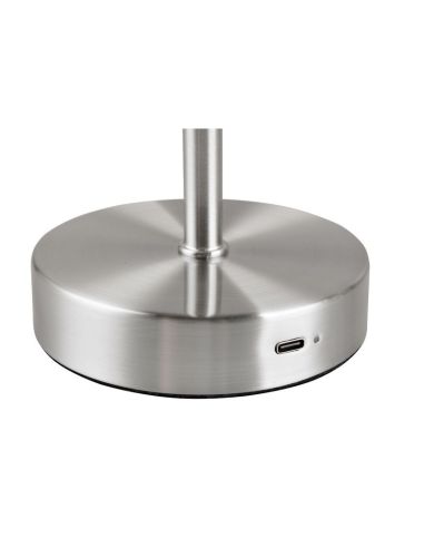 Lámpara Sobremesa LED JEFF Níquel Recargable USB-C 3000K | LeonLeds