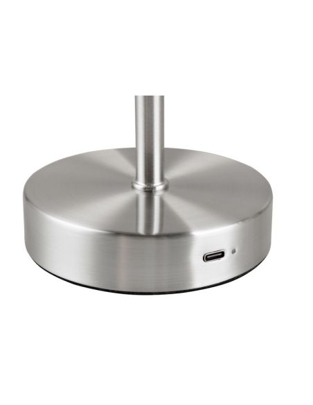 Lampe de table LED JEFF en nickel rechargeable USB-C 3000K | LéonLeds