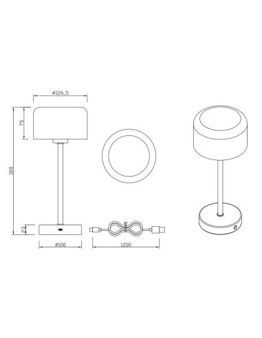 Lámpara Sobremesa LED JEFF Níquel Recargable USB-C 3000K | LeonLeds