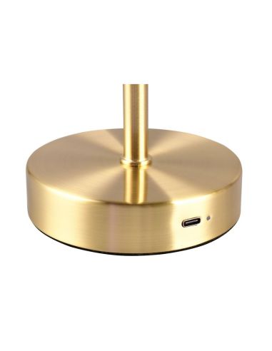 Lámpara Sobremesa LED JEFF Táctil Bronce Recargable USB-C 3000K | LeonLeds