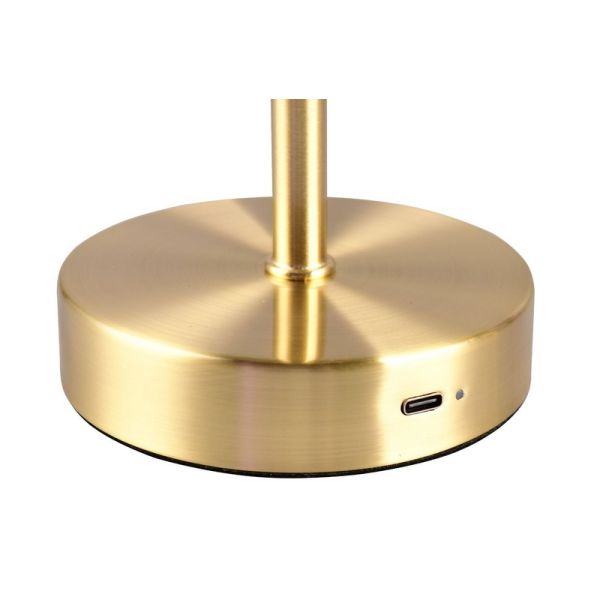 Lámpara Sobremesa LED JEFF Táctil Bronce Recargable USB-C 3000K | LeonLeds