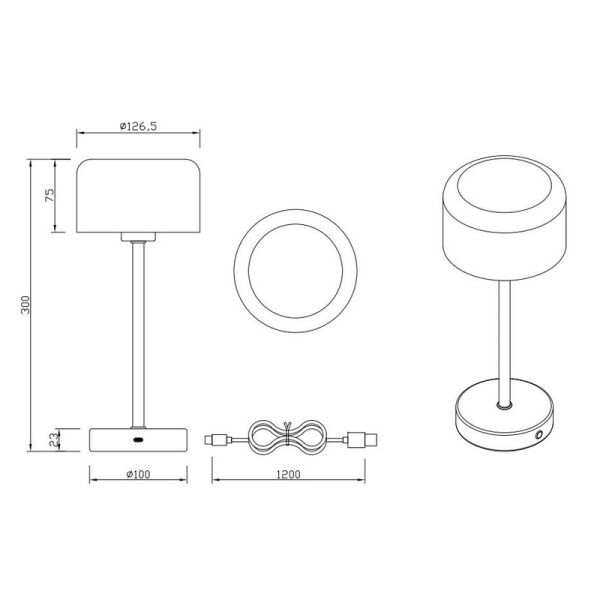 Candeeiro de mesa LED JEFF Touch Bronze recarregável USB-C 3000K | LeonLeds